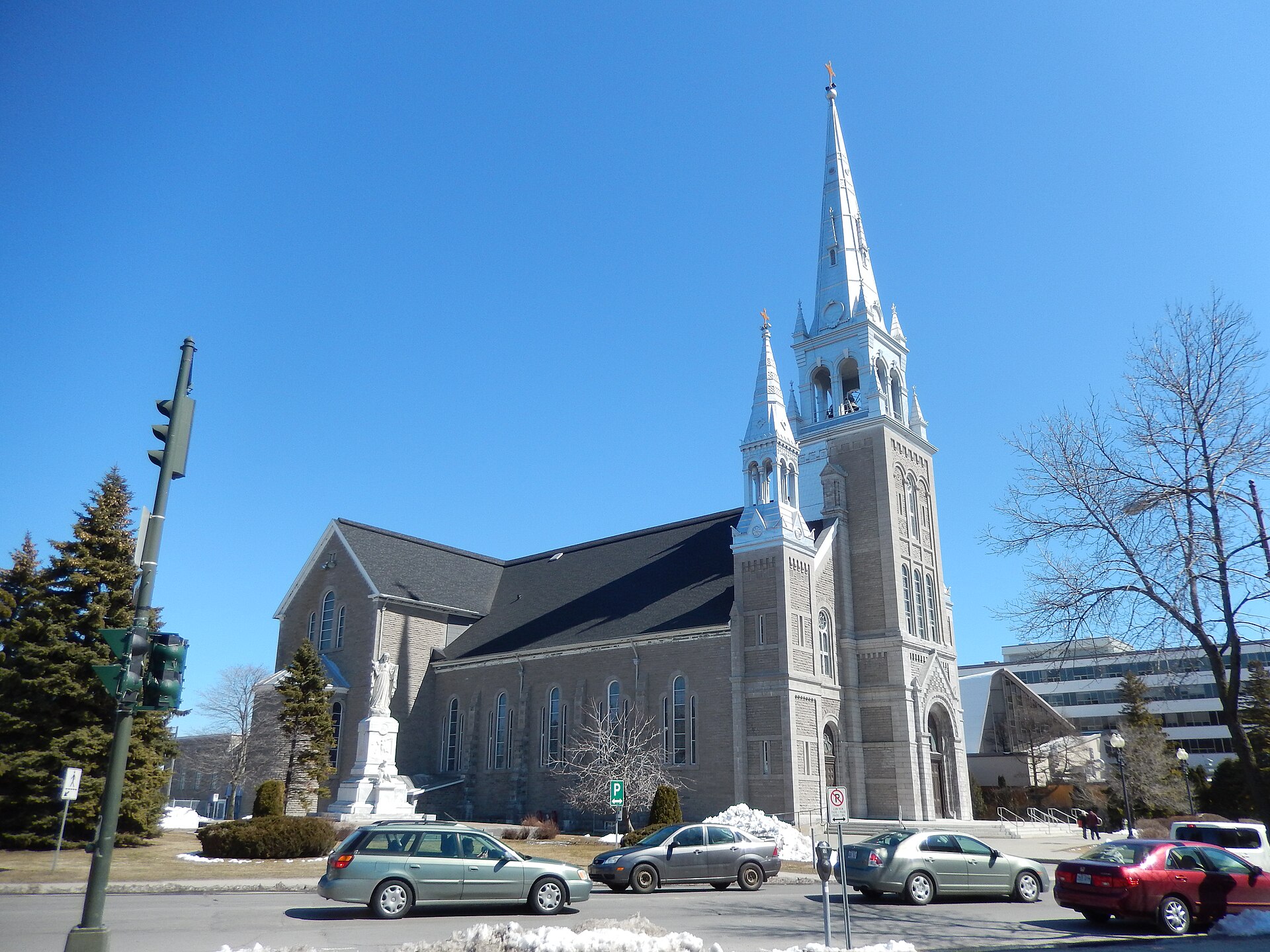 Saint-Charles-Borromée Cathedral in Joliette, heritage stone building