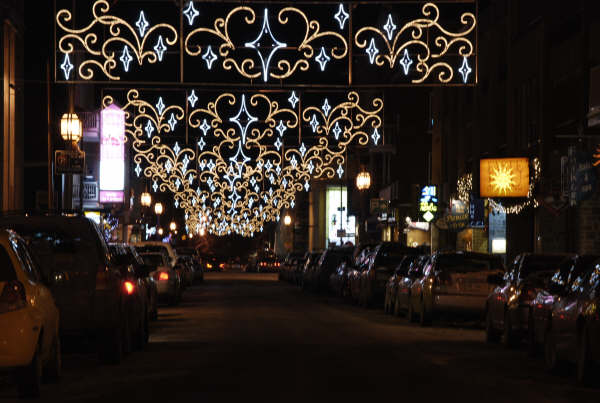 Notre-Dame Street in downtown Joliette in winter